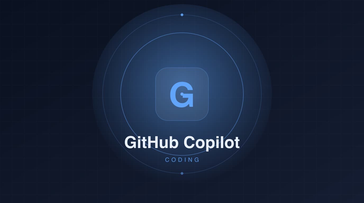 封面:深色霓虹风格的方形标识,主体是首字母“G”和名称“GitHub Copilot”,下方标有“编程”分类。