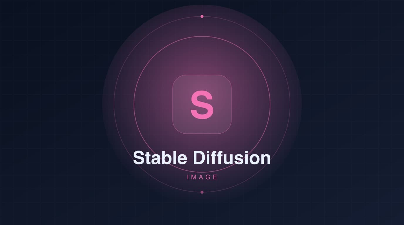 封面:深色霓虹风格的方形标识,主体是首字母“S”和名称“Stable Diffusion”,下方标有“图像”分类。